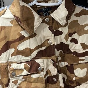 camo print jean jacket